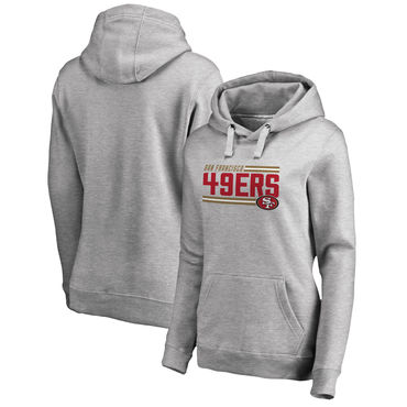 Women's San Francisco 49ers NFL Pro Line By Fanatics Branded Ash Iconic Collection On Side Stripe Pullover Hoodie