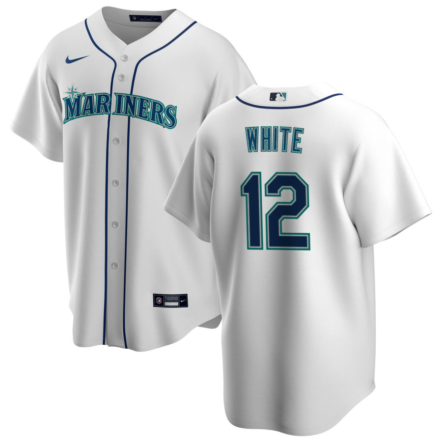 Women's Seattle Mariners #12 Evan White Nike White Home Cool Base Jersey