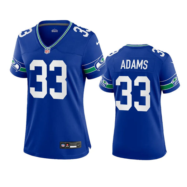 Women's Seattle Seahawks #33 Jamal Adams Royal Throwback Game Jersey
