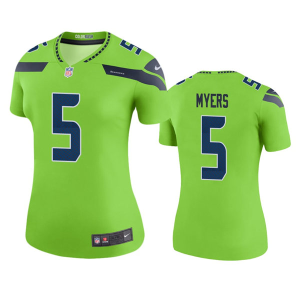 Women's Seattle Seahawks #5 Jason Myers Nike Neon Green Color Rush Limited Jersey1