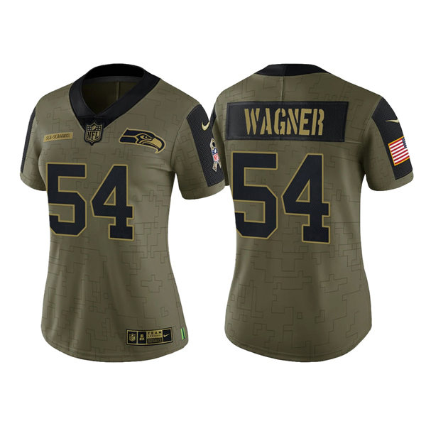 Women's Seattle Seahawks #54 Bobby Wagner Nike Olive 2021 Salute To Service Limited Jersey