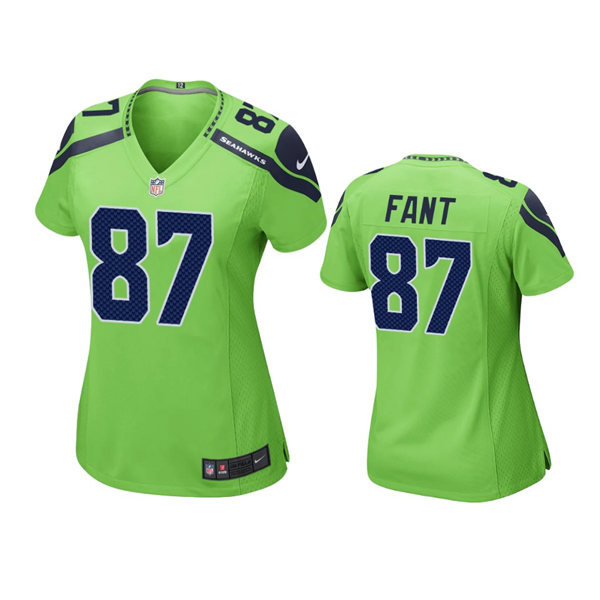 Women's Seattle Seahawks #87 Noah Fant Nike Neon Green Color Rush Limited Jersey1