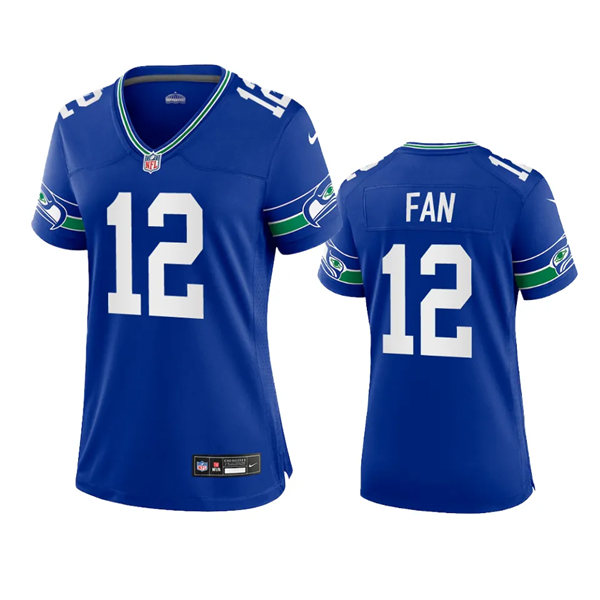 Women's Seattle Seahawks 12th Fan Royal Throwback Game Jersey