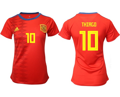 Women's Spain #10 Thiago Red Home Soccer Country Jersey