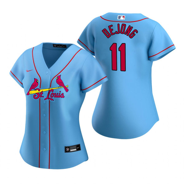 Women's St. Louis Cardinals #11 Paul DeJong Nike Light Blue Alternate CoolBase Jersey