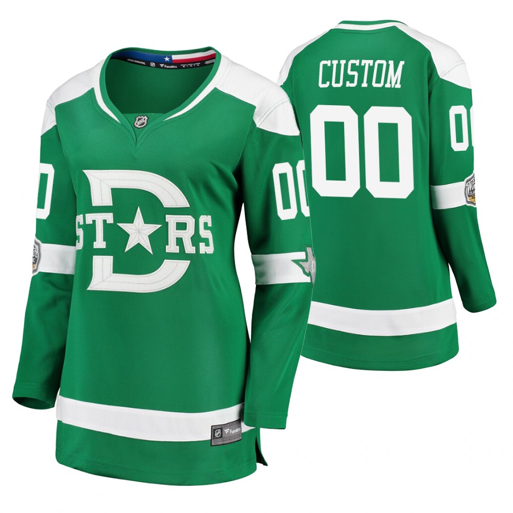 Women's Stars #00 Custom 2020 Winter Classic Jersey - Green