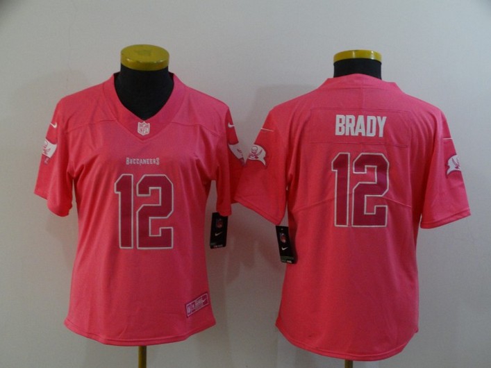 Women's Tampa Bay Buccaneers #12 Tom Brady Pink Fashion 2017 Rush NFL Nike Limited Jersey