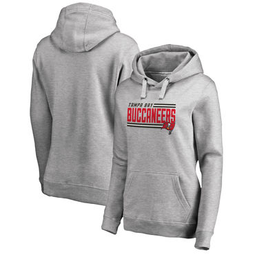 Women's Tampa Bay Buccaneers NFL Pro Line By Fanatics Branded Ash Iconic Collection On Side Stripe Pullover Hoodie