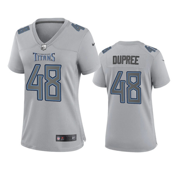 Women's Tennessee Titans #48 Bud Dupree Gray Atmosphere Fashion Game Jersey