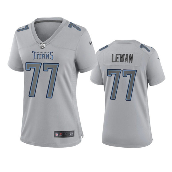 Women's Tennessee Titans #77 Taylor Lewan Gray Atmosphere Fashion Game Jersey