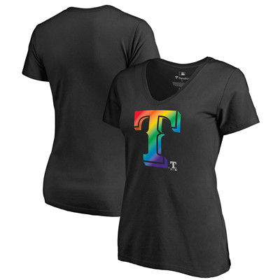Women's Texas Rangers Fanatics Branded Pride Black T-Shirt