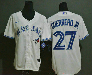Women's Toronto Blue Jays #27 Vladimir Guerrero Jr. white stitched MLB cool base Nike jersey的副本