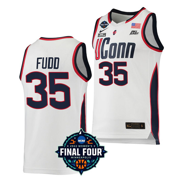 Women's UConn Huskies #35 Azzi Fudd 2022 March Madness NCAA Final Four Basketball Jersey Nike White 
