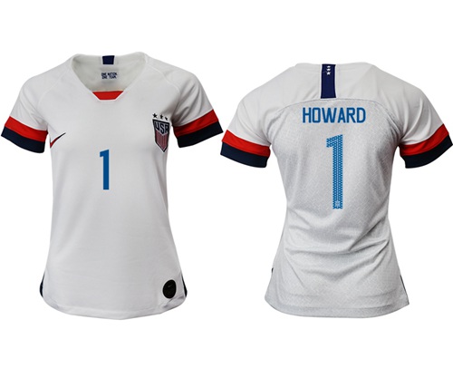 Women's USA #1 Howard Home Soccer Country Jersey