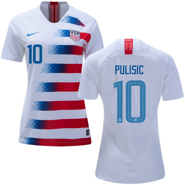 Women's USA #10 Pulisic Home Soccer Country Jersey
