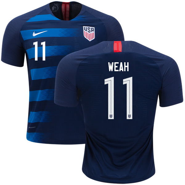 Women's USA #11 Weah Away Soccer Country Jersey