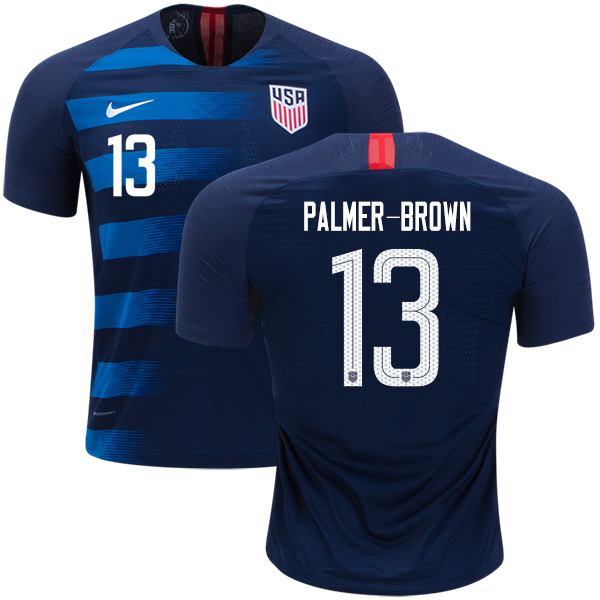 Women's USA #13 Palmer-Brown Away Soccer Country Jersey