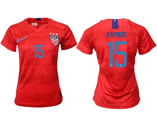 Women's USA #15 Rapinoe Away Soccer Country Jersey