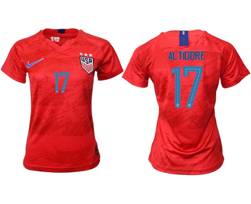 Women's USA #17 Altidore Away Soccer Country Jersey