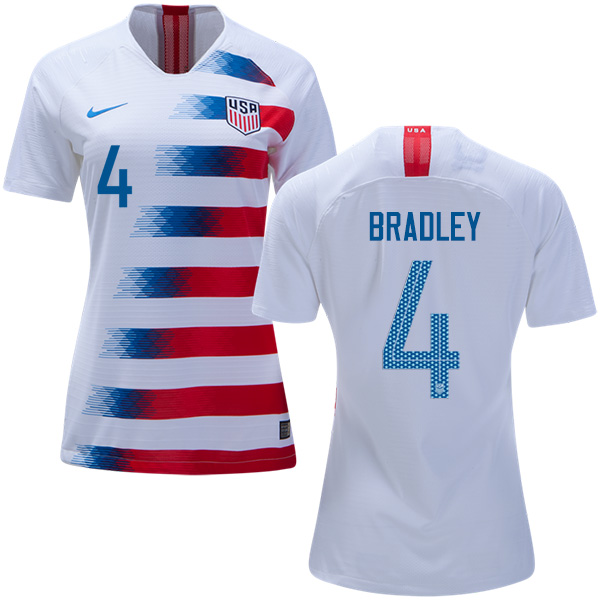 Women's USA #4 Bradley Home Soccer Country Jersey