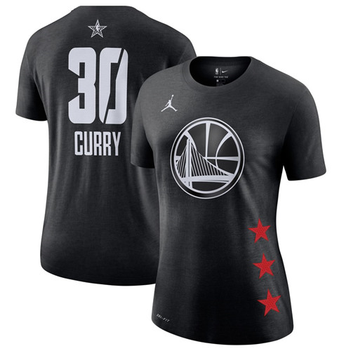 Women's Warriors 30 Stephen Curry Black 2019 NBA All-Star Game Women's T-Shirt
