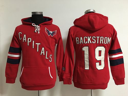 Women's Washington Capitals #19 Nicklas Backstrom Red Old Time Heidi Hoodie NHL Hoodie