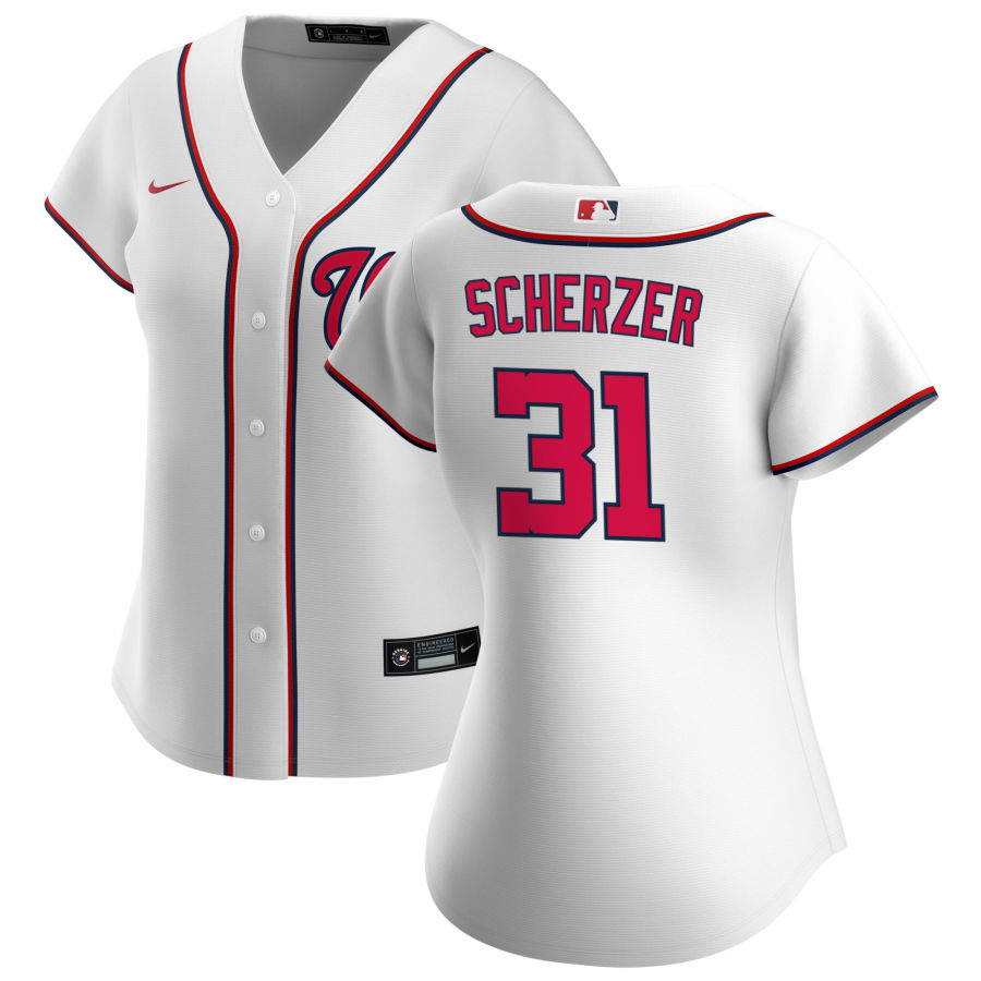 Women's Washington Nationals #31 Max Scherzer Nike White Home Jersey