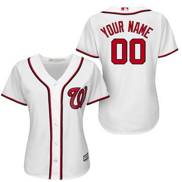 Women's Washington Nationals Home White Customized Baseball Jersey