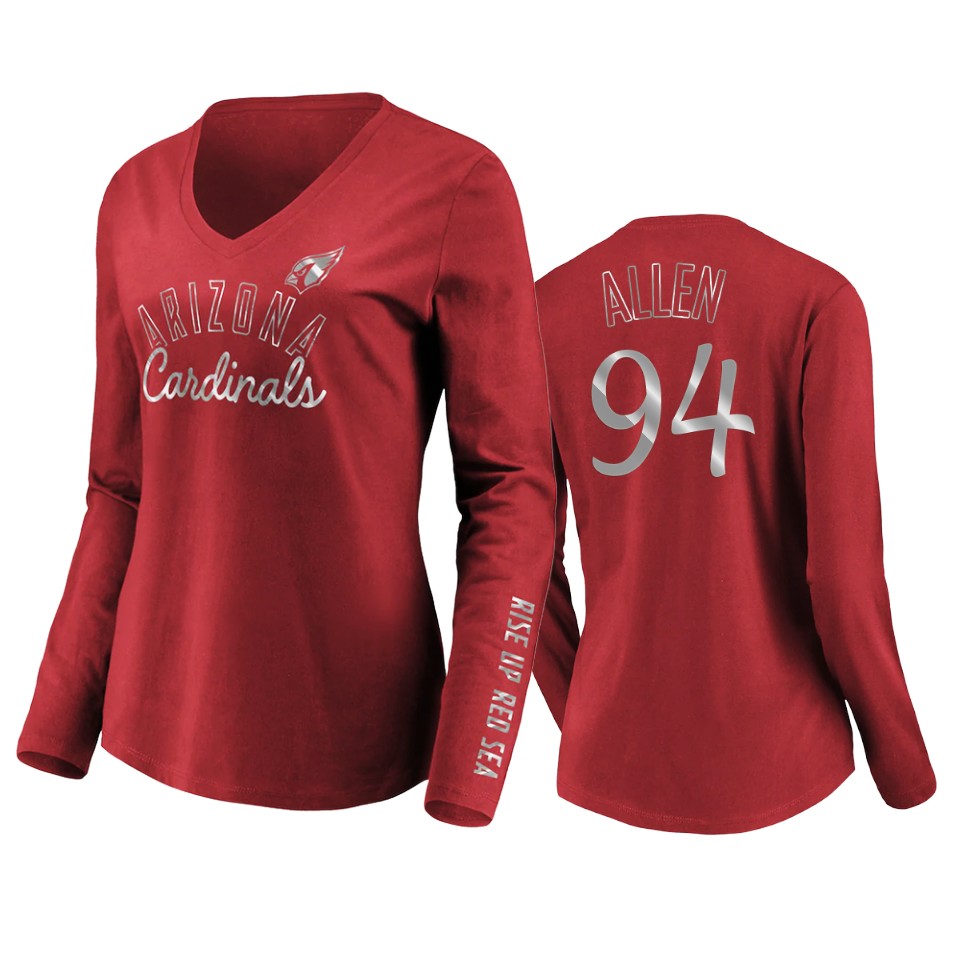 Women's Zach Allen Cardinal Cardinals Iconic All Out Glitz T-Shirt