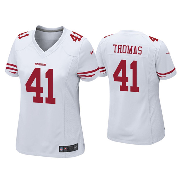 Women 49ers #41 Ambry Thomas White Jersey