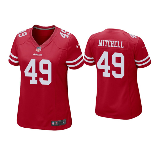 Women 49ers #49 Elijah Mitchell Red Jersey
