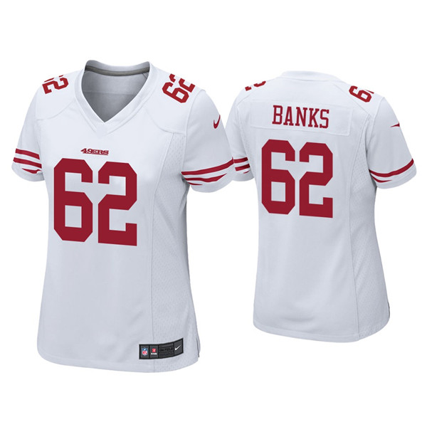 Women 49ers #62 Aaron Banks White Jersey