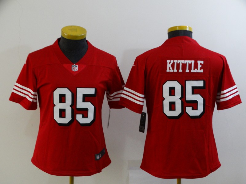 Women 49ers #85 George Kittle Red Women Color Rush Vapor Untouchable Limited Jersey