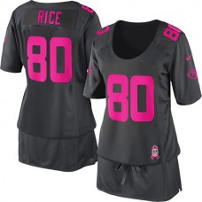 Women 49ers Jerry Rice Dark Grey Game Breast Cancer Jersey