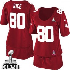 Women 49ers Jerry Rice Red Game Breast Cancer Awareness Super Bowl Jersey
