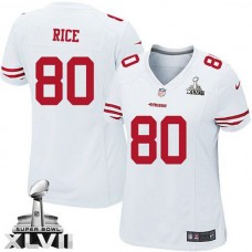 Women 49ers Jerry Rice White Game Super Bowl Jersey