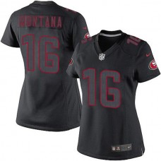Women 49ers Joe Montana Black Game Impact Jersey