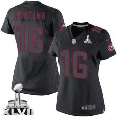 Women 49ers Joe Montana Black Game Impact Super Bowl Jersey