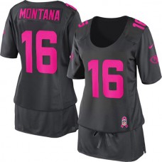 Women 49ers Joe Montana Dark Grey Game Breast Cancer Jersey