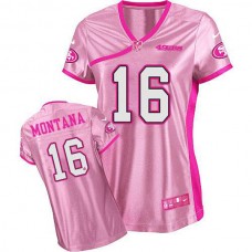 Women 49ers Joe Montana Pink Game Be Luvd Jersey