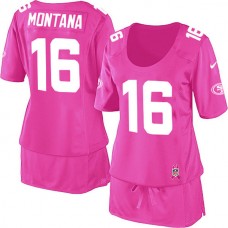 Women 49ers Joe Montana Pink Game Breast Cancer Awareness Jersey