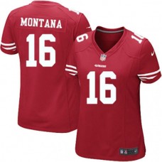 Women 49ers Joe Montana Red Game Jersey
