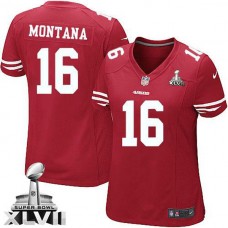 Women 49ers Joe Montana Red Game Super Bowl Jersey