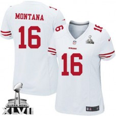 Women 49ers Joe Montana White Game Super Bowl Jersey
