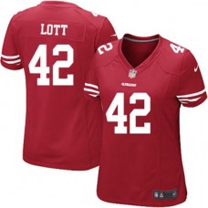 Women 49ers Ronnie Lott Red Game Jersey
