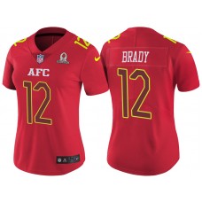 Women AFC 2017 Pro Bowl New England Patriots #12 Tom Brady Red Game Jersey