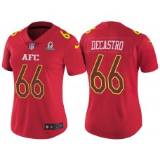Women AFC 2017 Pro Bowl Pittsburgh Steelers #66 David DeCastro Red Game Jersey