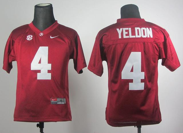 Youth Alabama Crimson Tide 4 T.J Yeldon Red College Football NCAA Jerseys