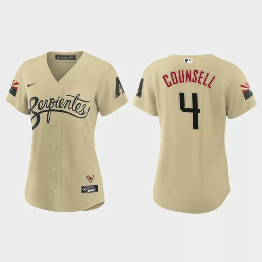 Women Arizona Diamondbacks Craig Counsell Gold 2021 City Connect Replica Jersey.jpg