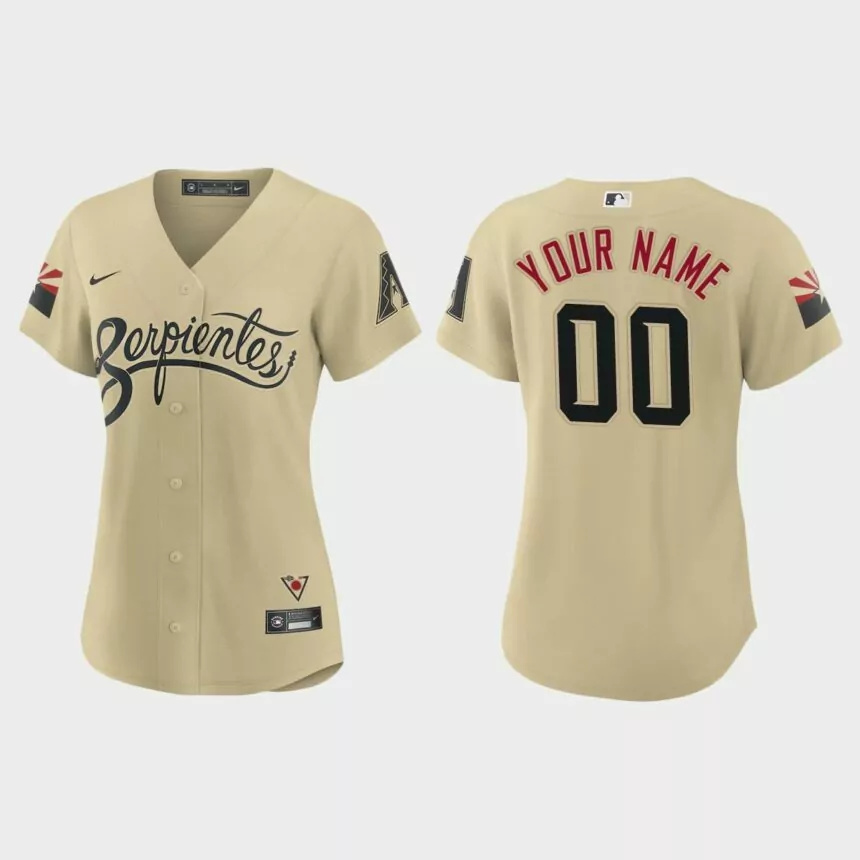 Women Arizona Diamondbacks Custom Gold 2021 City Connect Replica Jersey.jpg